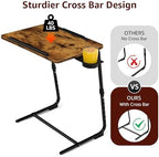 TV Trays Set of 2 - Folding TV Tray Adjustable Dinner Trays for Eating On Couch Wooden Tables Mate Stand Foldable Rustic Desk with Cup Holder Portable - Image 6