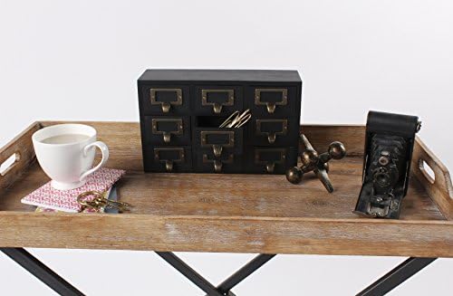Kate and Laurel Apothecary Wood Desk Drawer Set, 9 Drawers, Rustic Black - Image 6