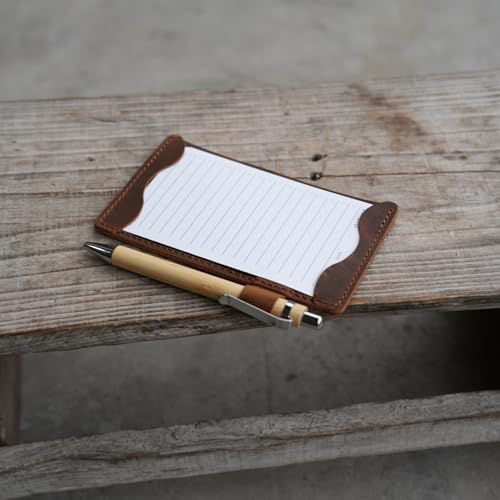 Genuine Leather Note Index Card Holder Slim Pocket Sleeve 3 x 5 Cover for Travel Sleeve 3" x 5" (12.7cm x 7.6cm) Vertical Note Card Case Weatherproof 05 (Brown, 3 x 5) - Image 3