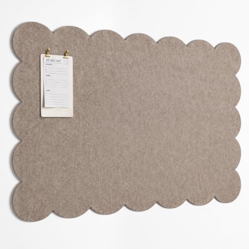 Orelle Scalloped Felt Bulletin Board | 35 x 23” | Foldable Peel and Stick Felt Board for Wall | Alternative Cork Board for Office, Message Board, Kids Art Display | Mocha by Orelle