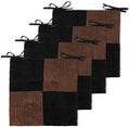 Office Stacking Chair Cushions 4 Pack, Corduroy High Density Foam Kitchen Seat Cushions with Ties, Square 17" x 17" Indoor Non-Slip Dining Chair Pads, Black+ Brown, 4pcs by Zalvox