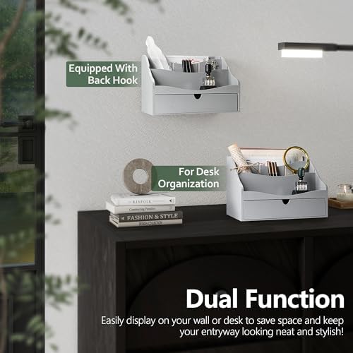 Rebee Vision Mail Organizer for Desk with Drawer Home & Office Decor, Gray - Image 4