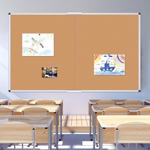 VIZ-PRO 72" x 48" Large Cork Bulletin Board, Foldable & Wall-Mounted Notice Pin Board with Silver Aluminum Frame, for School Home Office - 6' x 4' Corkboard - Image 6