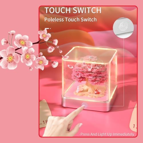 3D Calendar 2027,3D Time Piece Calendar 2027 With LED Lights,3D Art Calendar Memo Pad 2027,Pink Tree Desktop Decoration,Tear-Away 3D Paper Art Notepad,Christmas Gift,New Year Gift (Romantic Tree House (Pink)) - Image 4