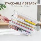 Citylife 3PC Storage Bins with Lids, Stackable Plastic Box, Paper Storage - Image 5