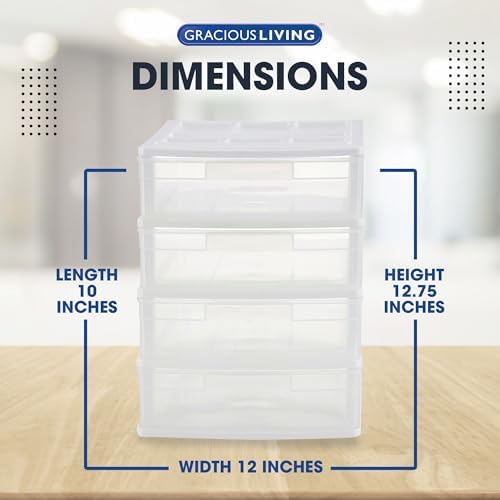 Gracious Living 4-Drawer Desktop/Countertop Organizer, White/Clear, 4 Pack - Image 3