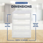 Gracious Living 4 Drawer Desktop & Countertop Organizer w/Organization Lid for Craft Storage, Office Supplies & School Supplies, White/Clear (3 Pack) - Image 3