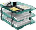 Acrimet Traditional 3 Tier Letter Tray, Front Load Design, A4 Letter Size, Desktop Organizer (Plastic) (Clear Green Color) by Organizingyourlife