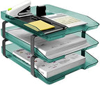 Acrimet Traditional 3 Tier Letter Tray, Front Load Design, A4 Letter Size, Desktop Organizer (Plastic) (Clear Green Color) by Organizingyourlife