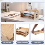 Yinkin Wooden Stackable Paper Trays 4-Tier Wooden Paper Organizer for Desk Letter Documents Wood Desktop File Organizers for Desktop File Holder and Office Supplies Rack for Home Office Use (Natural) - Image 3