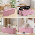 DocSafe Storage Ottoman Bench, Fireproof＆Waterproof Folding Bench with Lock(15”x 43”x15”), Leather Storage Chest with Handles＆2 Extra Boxes, Ottoman Safe for Bedroom,Living Room,Home Office, Pink - Image 4