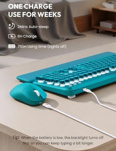 Wireless Keyboard and Mouse, Backlit Typewriter with Magnetic Wrist Rest - Image 5