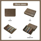 PU Leather Fountain Pen Case, 12-Slot Pen Storage Tray(gray) - Image 2