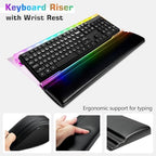 UCINNOVATE Dreamcolor Acrylic Computer Keyboard Stand with Wrist Rest, LED Backlit Keyboard Stand Tray, USB Interface Titled Keyboard Riser for Easy Ergonomic Typing and Working Office Desk, Home - Image 2