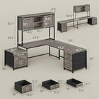 SEDETA Reversible Farmhouse L Shaped Office Desk with 6 Drawer, Hutch - Image 3