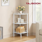Tajsoon 3 Tier Corner Shelf Stand, Standing Corner Shelf Unit, White - Image 2