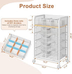 5-Tier Craft Organizer Cart with DIY Dividers,Rolling Utility Cart White - Image 4