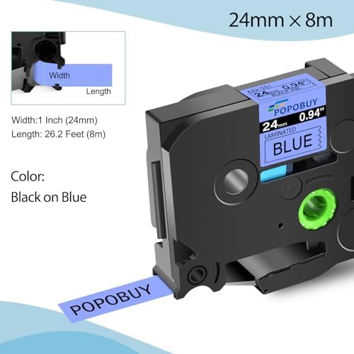 TZ TZe 24mm 0.94 inch Laminated Blue Tape Compatible for Brother P Touch TZ551 TZ-551 TZe-551 TZe551 Label Tape for Brother PT-9700PC 2430PC E550W E800W Label Maker, 5 Pack Black on Blue - Image 2