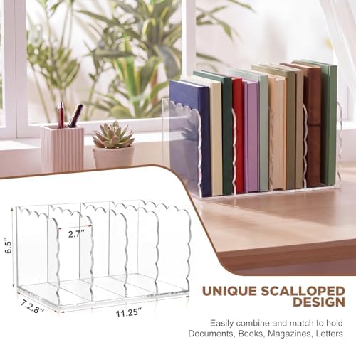 1 PC Scalloped Acrylic Magazine Holder, File Organizer, Standard Style - Image 2