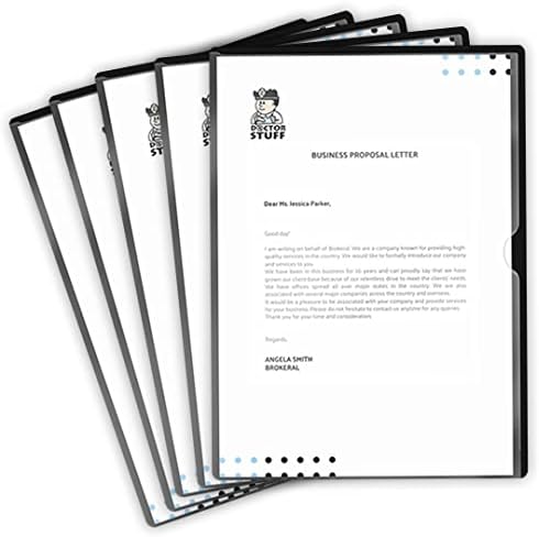 Black Vinyl Folders, Heavy Duty Plastic Folders with Clear Front Pocket, Doctor Stuff, Letter Size L-Type Document Holder for Home, Office and Medical, Pack of 100 by DoctorStuff