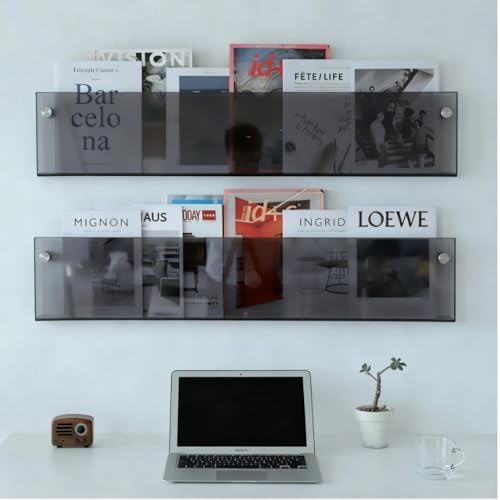 ROYALITA 2-Pack Acrylic Magazine Holder Brochure Holder, Gray 36 Inch - Image 3