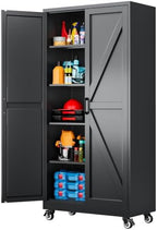 SISESOL Wide & Deep Metal Storage Cabinet with Wheels,75 inch Tall Rolling Garage Storage Cabinet, Metal Cabinets with Wheels and Shelves, Deep Heavy Duty Tool Cabinet for Garage,Office,Shop (Black) by SISESOL