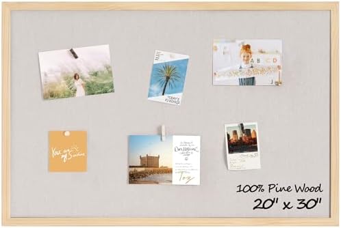 Fun Memories Cork Board Bulletin Board for Office, 20" x 30" Oak Wooden Framed Corkboard, Wall Mounted Notice Pin Board for School Home & Office, Natural Wood by FunMemories
