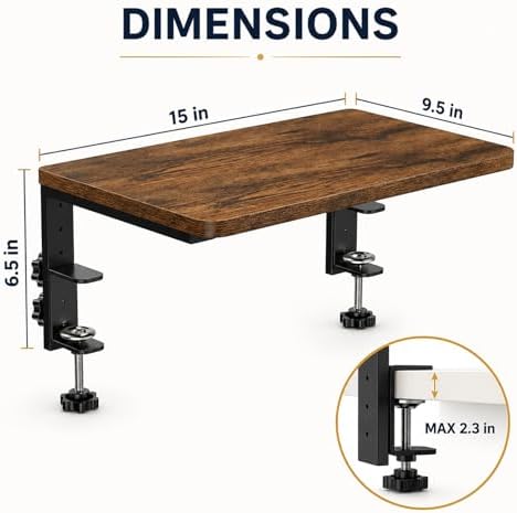 Clamp-On Desk Extender, 15 x 9.5 Inch Monitor Riser - Image 2