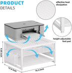 Marbrasse Metal Printer Stand for Desk with Storage Drawer and 2 Pen Holders, 2-Tier Desktop Organizer Printer Table for Home Office, Multi-Purpose Desk Organizer for Fax Machine Scanner Files(White) - Image 5