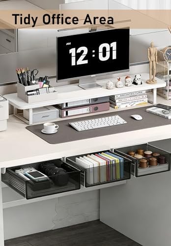 Under Desk Drawer Set of 3, Slide-Out Under Desk Storage Drawers (Large/Medium/Small), Thick Rigid PET Material, Suitable for Home Office, Desk, or Coffee Table - Image 4