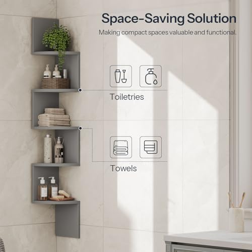 HOOBRO Corner Shelf Wall-Mounted, Set of 2 Floating Corner Shelves for Wall - Image 6