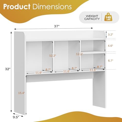 JupiterForce Desktop Bookshelf, Wooden Desktop Hutch Desk Shelf Storage Rack for Home Office, Study, Dorm Room, Computer Desk, Multi-Compartment Desktop Organizer - Image 3