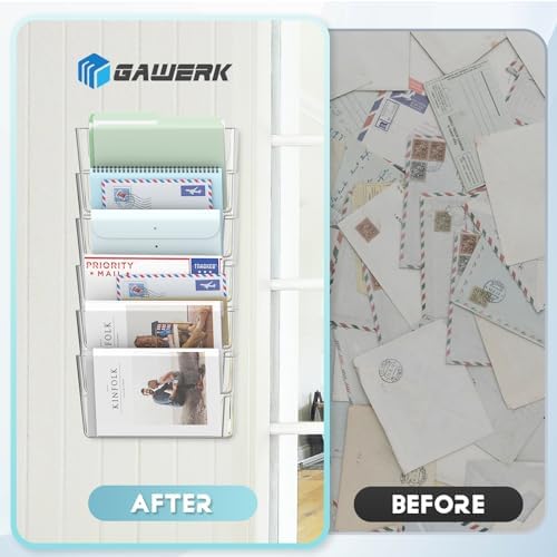 Gawerk Single Pocke Wall Mount File Holder Organizer (Clear, 8 Pack) - Image 3