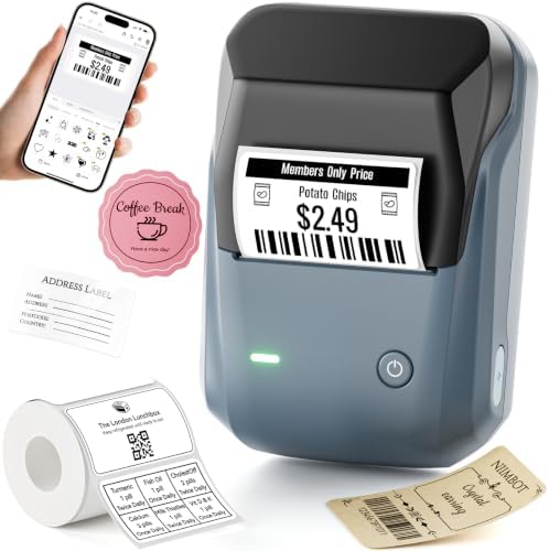NIIMBOT B1 2 Inch Portable Thermal Label Maker with Tape for Phone&PC, Blue by NIIMBOT%C2%AE