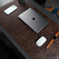 Jersey Genuine Calfskin Leather Desk Pad, Office Desk Mat with Non-Slip Bottom, Smooth Surface for Mouse & Keyboard, Desk Protector (36x19 inches) (Dark Brown) by TORONATA