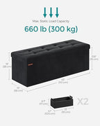 SONGMICS Storage Ottoman Bench, 43.3 Inches Velvet Foldable Foot Rest - Image 2