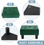 Poofzy Small Foot Stool Ottoman, Velvet Ottoman Foot Rest with Legs, Rectangle Foot Rest for Couch, Footstools and Ottomans Small for Living Room and Entryway (Green) - Image 5