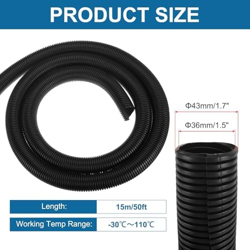 MECCANIXITY 1 1/2" 50ft Split Wire Loom Tubing w/Installation Tool Black - Image 2