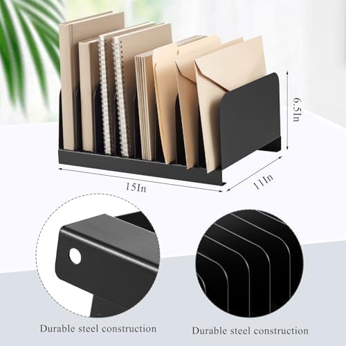 Suzile Metal Desktop File Organizer, 8 Compartment, Vertical File Sorter - Image 2