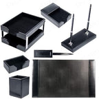 Dacasso Black Bonded Leather Luxury 9 Piece Desk Set - Blotter Pad & Desk Mat Organization Essentials - Executive Decor and Surface Protector - Image 7