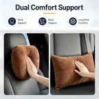 2 PCS Car Pillow for Driving Seat Soft Suede Headrest Neck & Lumbar Support - Image 2