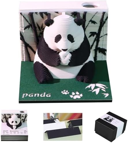 3D Calendar Memo Pad 2027,Time Piece Calendar,Desk Calendar 3D Art Notepad With Pen Holder,DIY Desktop Decoration Festival Gift For School Office Home(Panda) by SIWEME