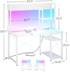 Cyclysio 39'' Gaming Desk with Hutch and Reversible Storage Shelves, White - Image 2