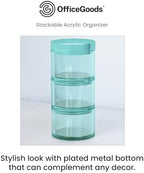 OfficeGoods 3-Tier Stackable Acrylic Holder, Green with Silver Metal Base - Image 2