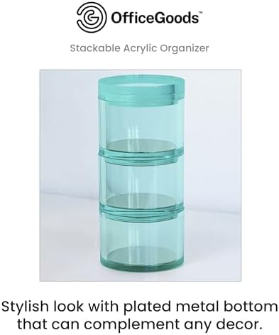 OfficeGoods 3-Tier Stackable Acrylic Holder, Green with Silver Metal Base - Image 2