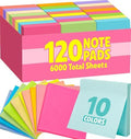 120 Pads Sticky Notes 3x3, Self-Stick Pads Bulk Bright Colors, School Supplies, Office Products, 50 Sheet/Pad by YesBes