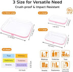 6 Pack Clear Hard Shell Zipper Case with Labels, 2S+2L+2XL, Pink - Image 2
