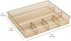 Annova Desk Top Organizer Tray for Office Organization - Metal Mesh - Storage Tray with Dividers for Pens, Desktop Accessories, Bathroom, Kitchen, Makeup and Office Supplies (Large, Gold) - Image 2