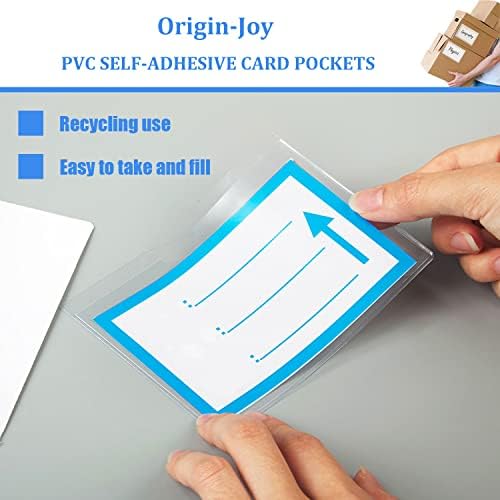 Origin-Joy 35 PCS Self Adhesive Index Card Pockets with Top Open, Clear Plastic Label Holder for Notes, Library and Business, Adhesive Pockets & Card Holder (6.75 x 3.5 inch) - Image 3