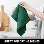 Homaxy Cotton Terry Kitchen Towels and Dishcloths Set of 10, Dark Green - Image 5